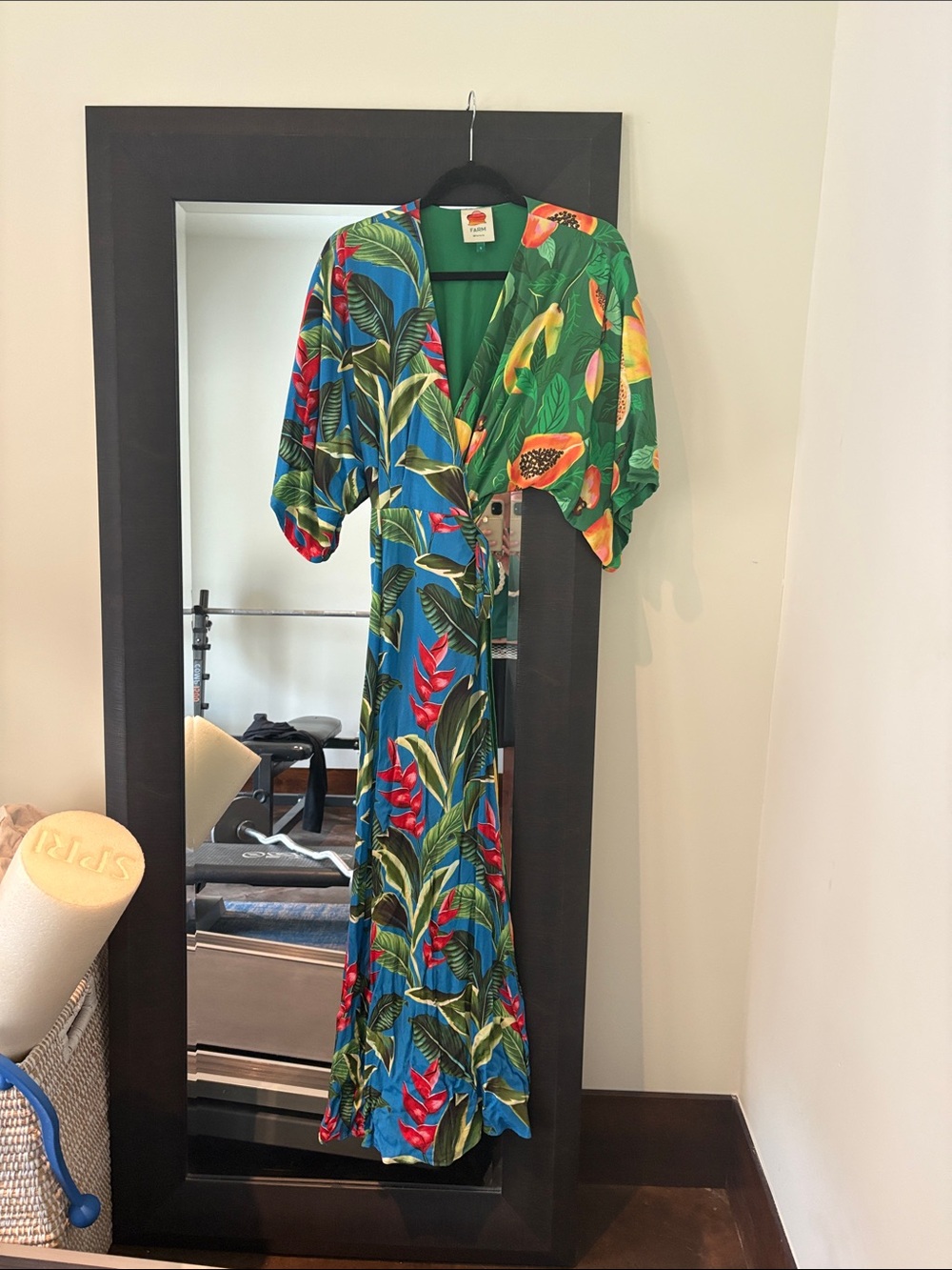 FARM Rio Tropical Floral Wrap Dress in Green, Blue, Red